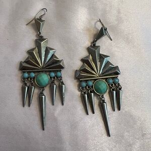 Burnished gold and turquoise earrings